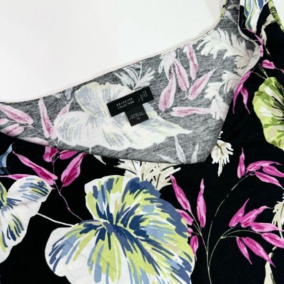 J. Jill Dress Womens XL Black Leaf Print Sleeveless Slip-On Midi beachy - Picture 4 of 7